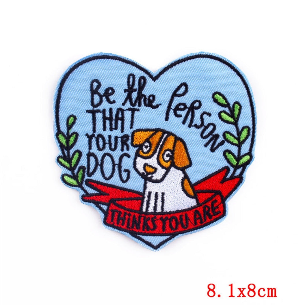 Dog Person Embroidered Hook Velcro Patch