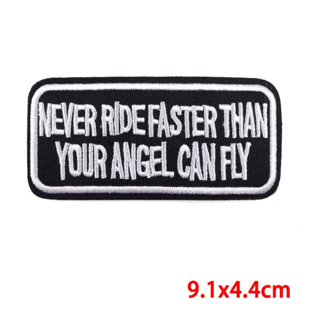 Biker Quote Embroidered Hook Velcro Patch