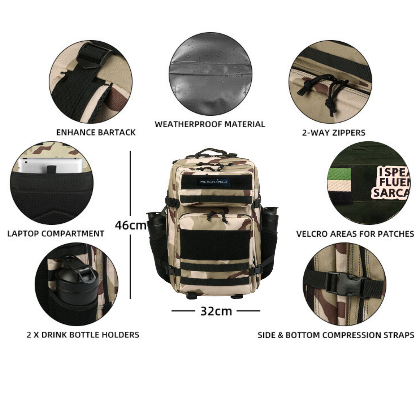 Desert Camo Tactical Backpack (45L)