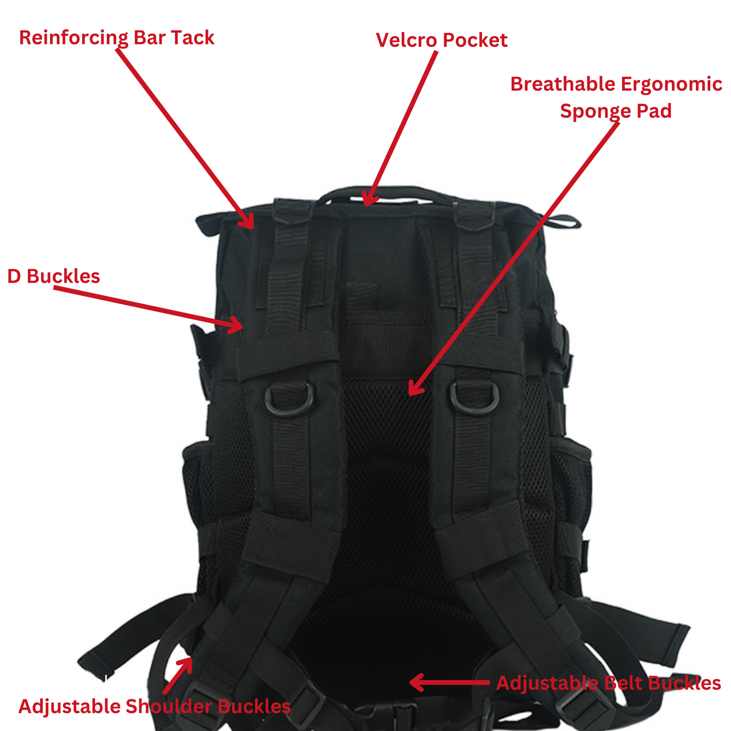 Black Tactical Backpack (25L)