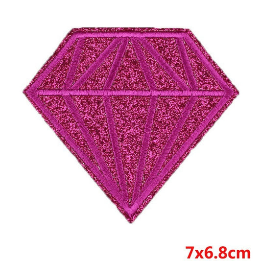 Pink Diamond Embroidered Hook Velcro Patch