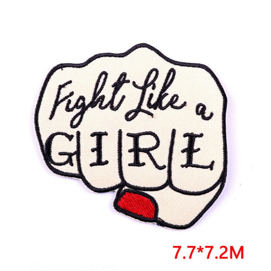 Woman Fighter Embroidered Hook Velcro Patch