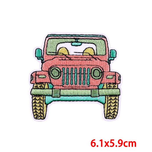 Pink Jeep Embroidered Hook Velcro Patch