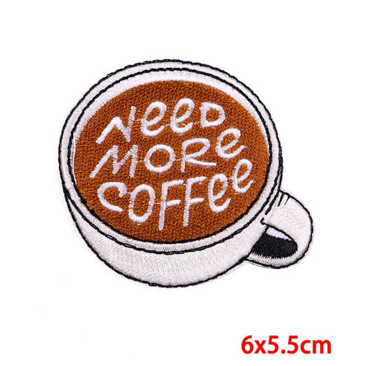 Coffee Embroidered Hook Velcro Patch