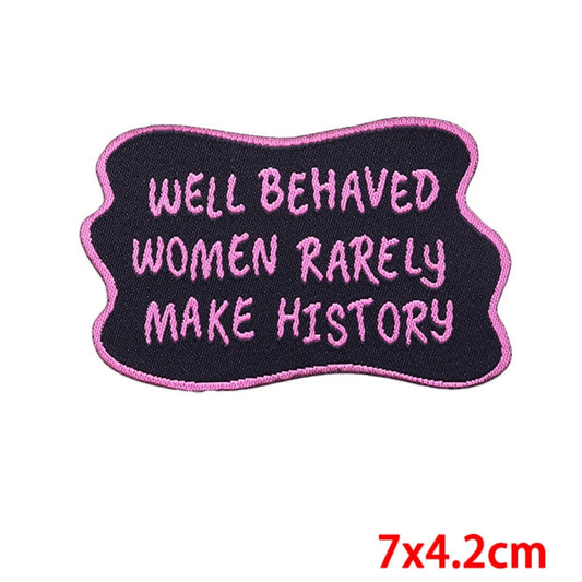 Woman Power Quote Embroidered Hook Velcro Patch