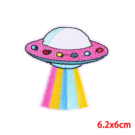 Spaceship Embroidered Hook Velcro Patch