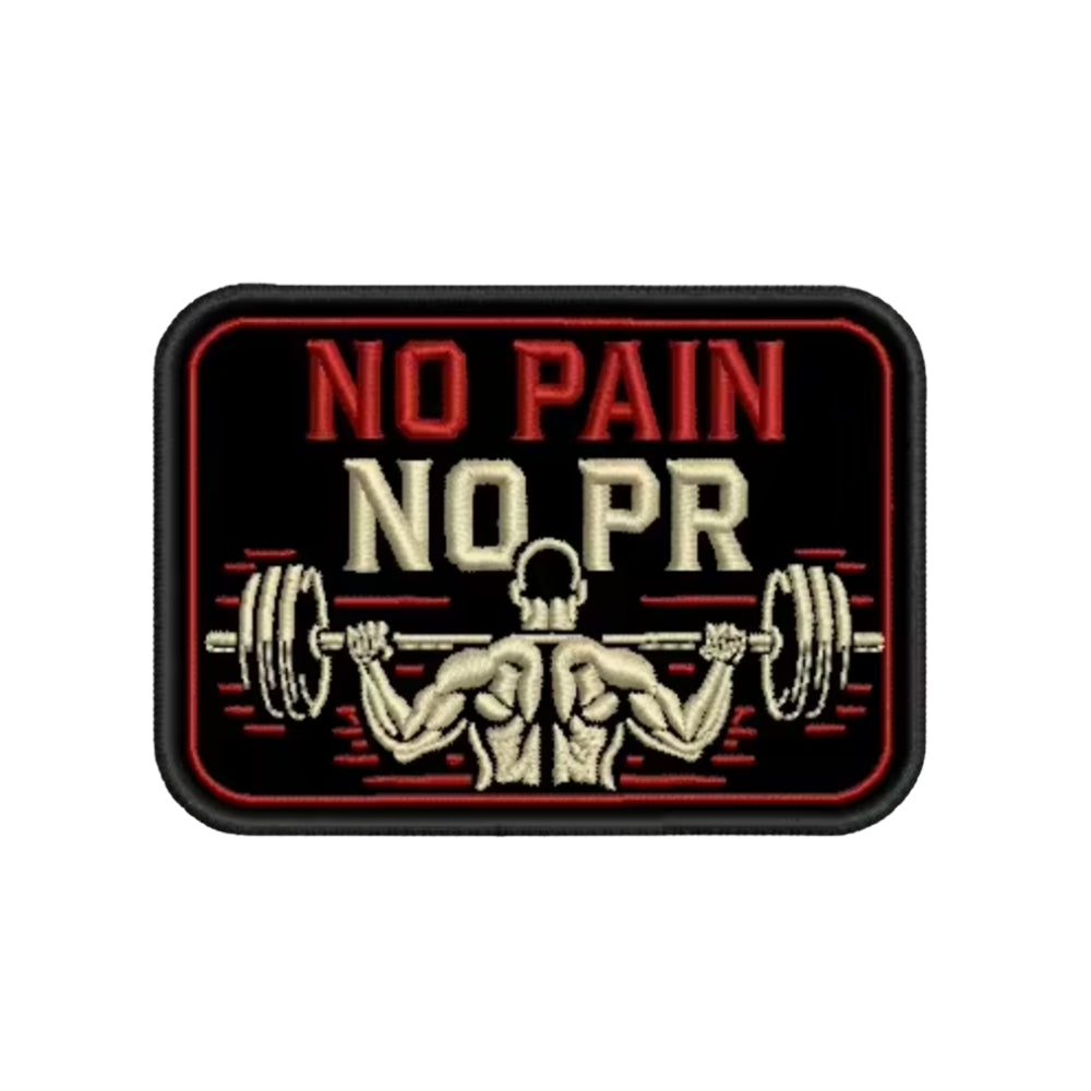 No Pain No PR Embroidered Hook Velcro Patch 5.8x8cm