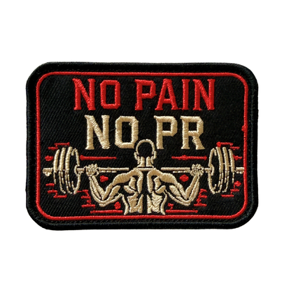 No Pain No PR Embroidered Hook Velcro Patch 5.8x8cm