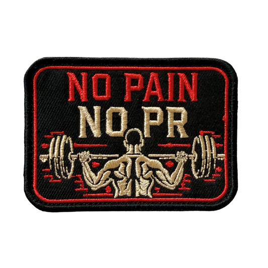 No Pain No PR Embroidered Hook Velcro Patch 5.8x8cm