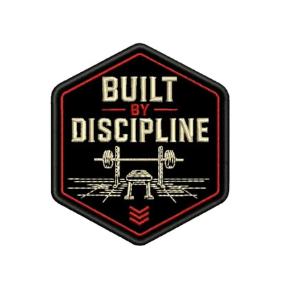 Built By Discipline  Embroidered Hook Velcro Patch 6.9x8cm