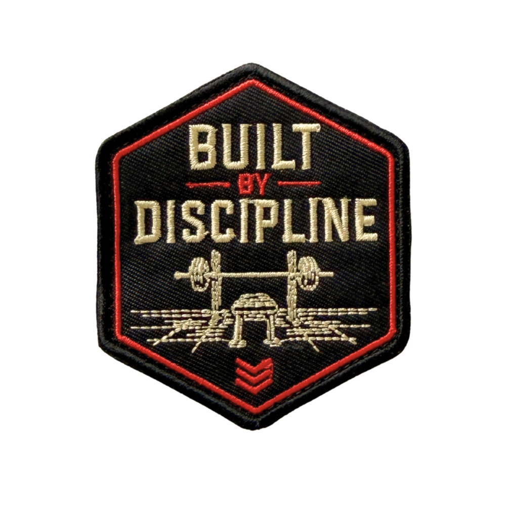 Built By Discipline  Embroidered Hook Velcro Patch 6.9x8cm