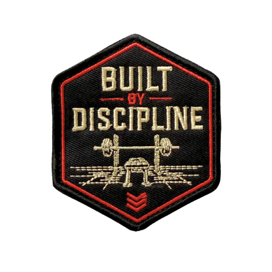 Built By Discipline  Embroidered Hook Velcro Patch 6.9x8cm