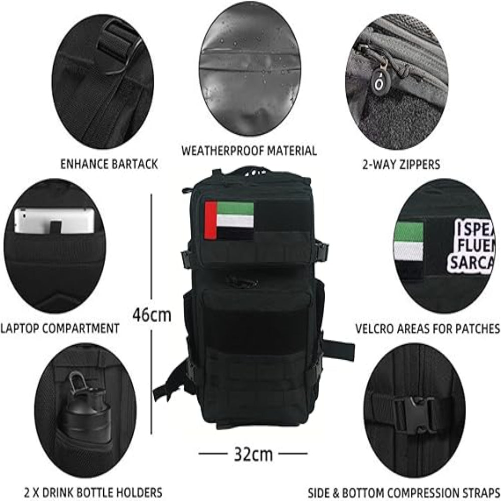 Black Tactical Backpack (25L)